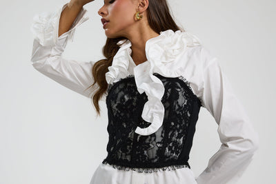 Wool Lace Corset Black