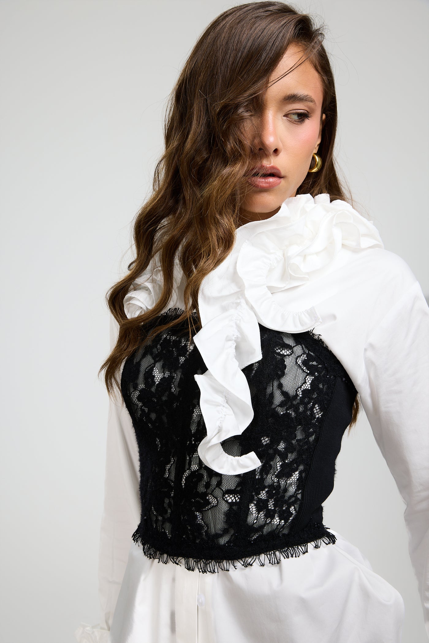 Wool Lace Corset Black