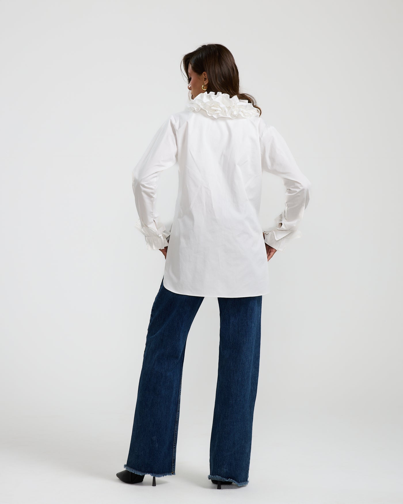 Ruffled Collar White Shirt