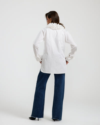 Ruffled Collar White Shirt
