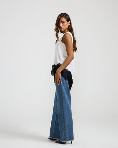 Asymmetrical Lace Trim Top