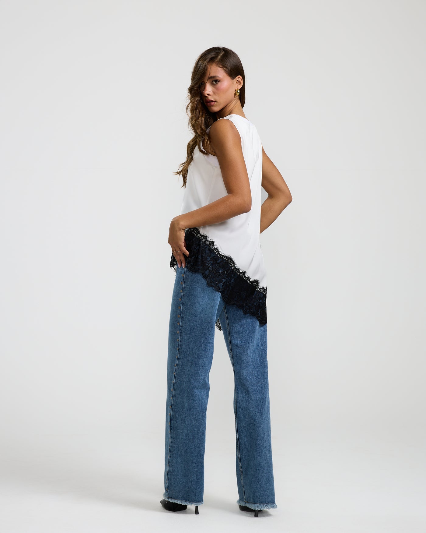 Asymmetrical Lace Trim Top