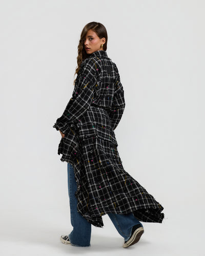 Ripped Checkered Wraparound Shirt