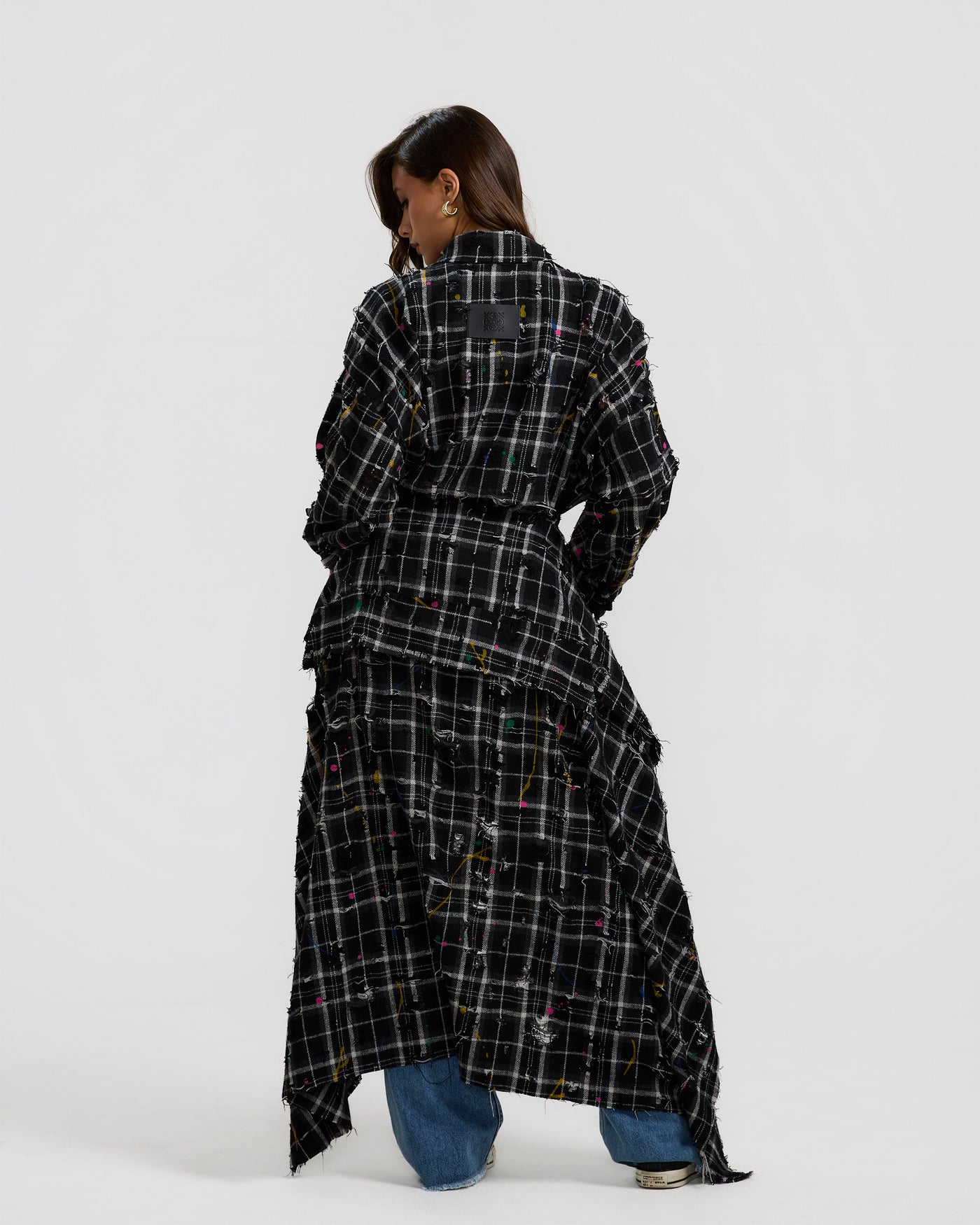 Ripped Checkered Wraparound Shirt