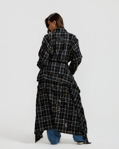 Ripped Checkered Wraparound Shirt