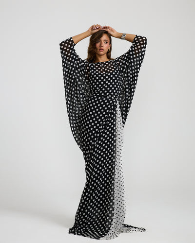 Polka Dots Side Wrap Chiffoon Dress