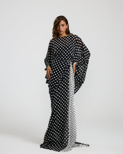 Polka Dots Side Wrap Chiffoon Dress