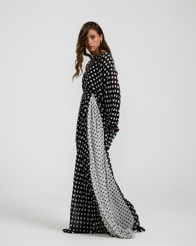 Polka Dots Side Wrap Chiffoon Dress