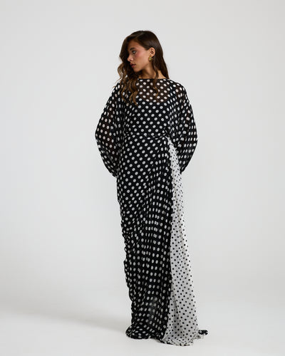 Polka Dots Side Wrap Chiffoon Dress