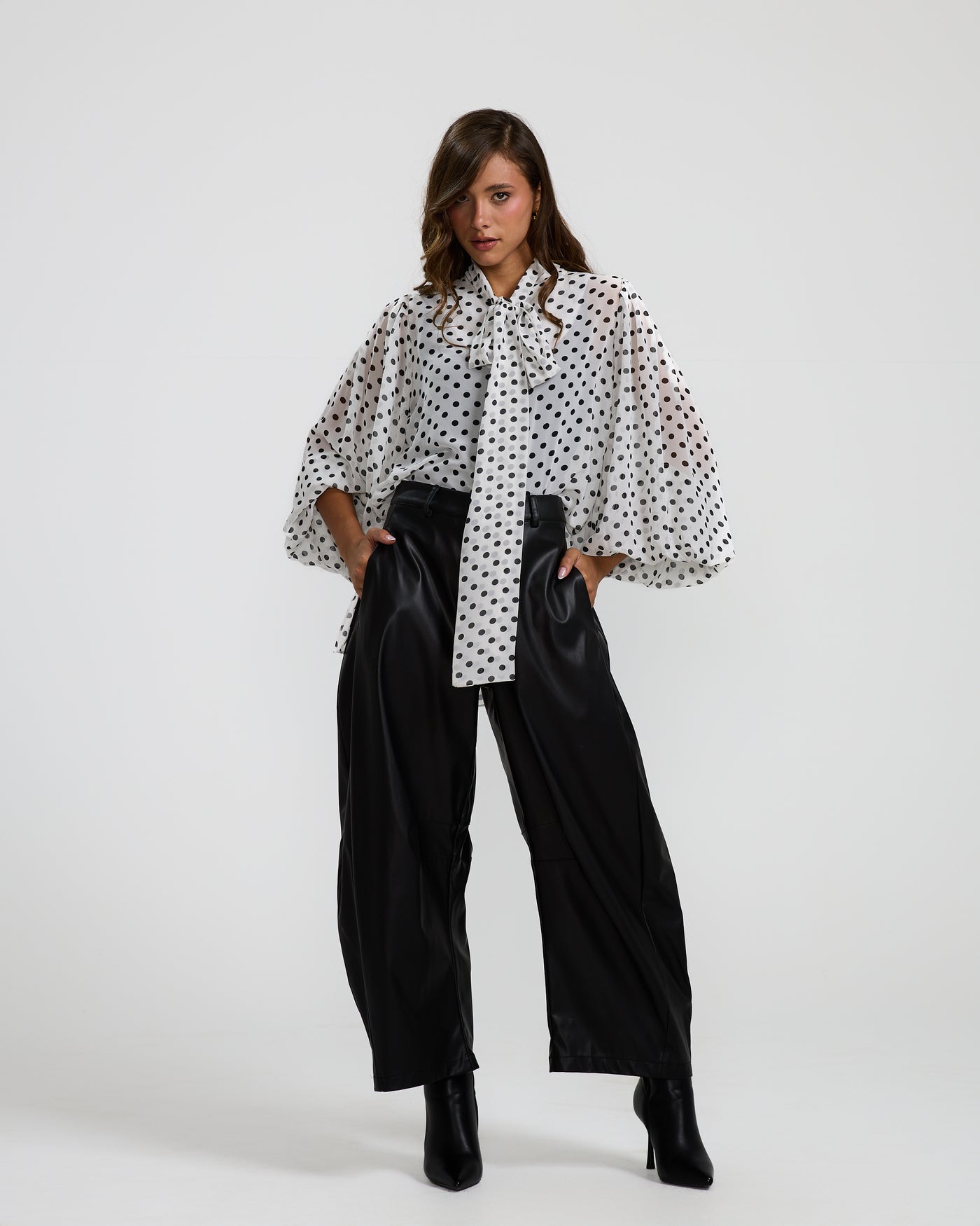 Balloon Black Leather Pants