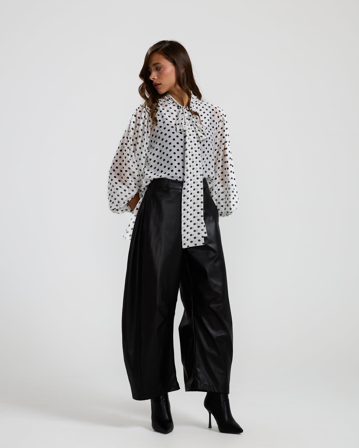 Balloon Black Leather Pants