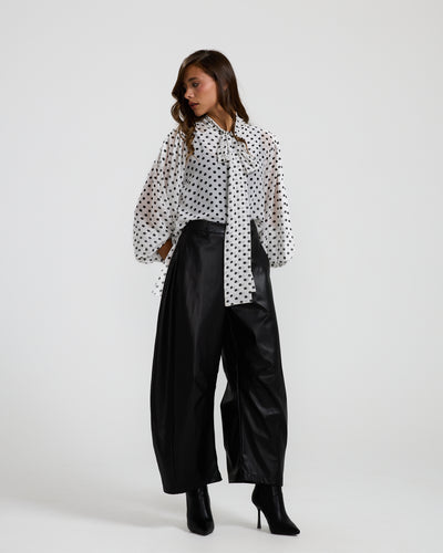 Balloon Black Leather Pants
