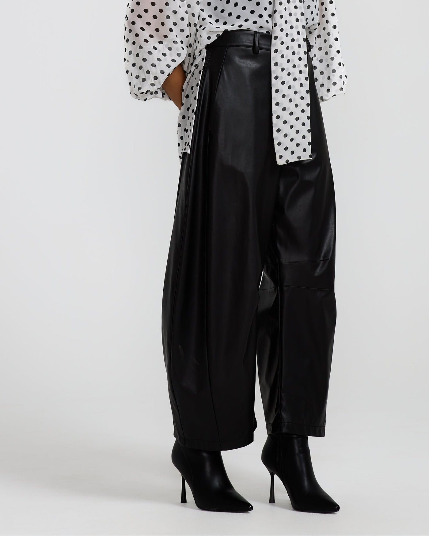 Balloon Black Leather Pants