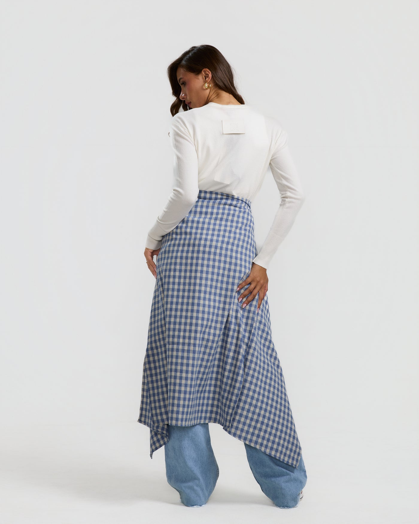 High Low Basic Sweater In White