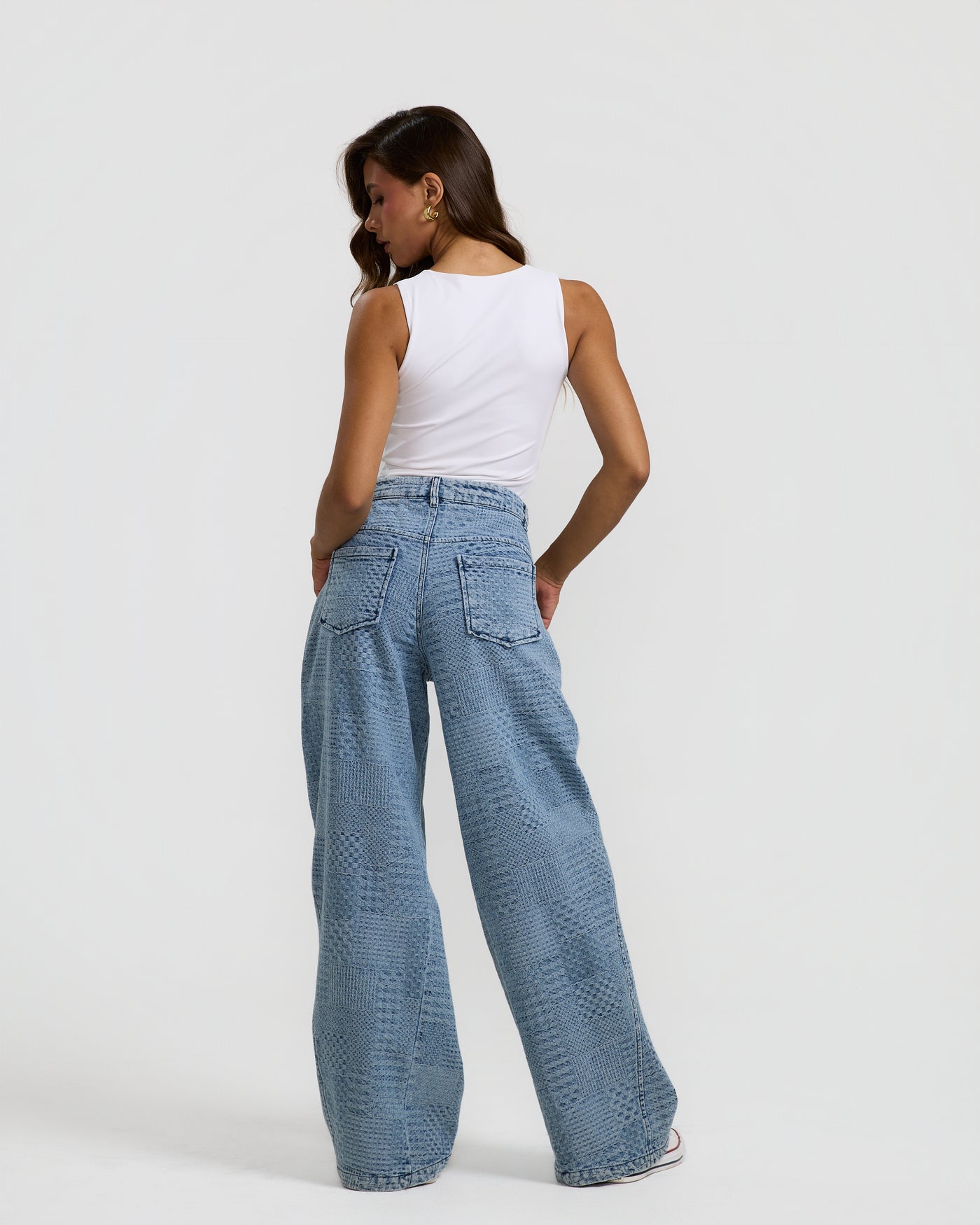 Barrel Patch Pattern Denim Pants