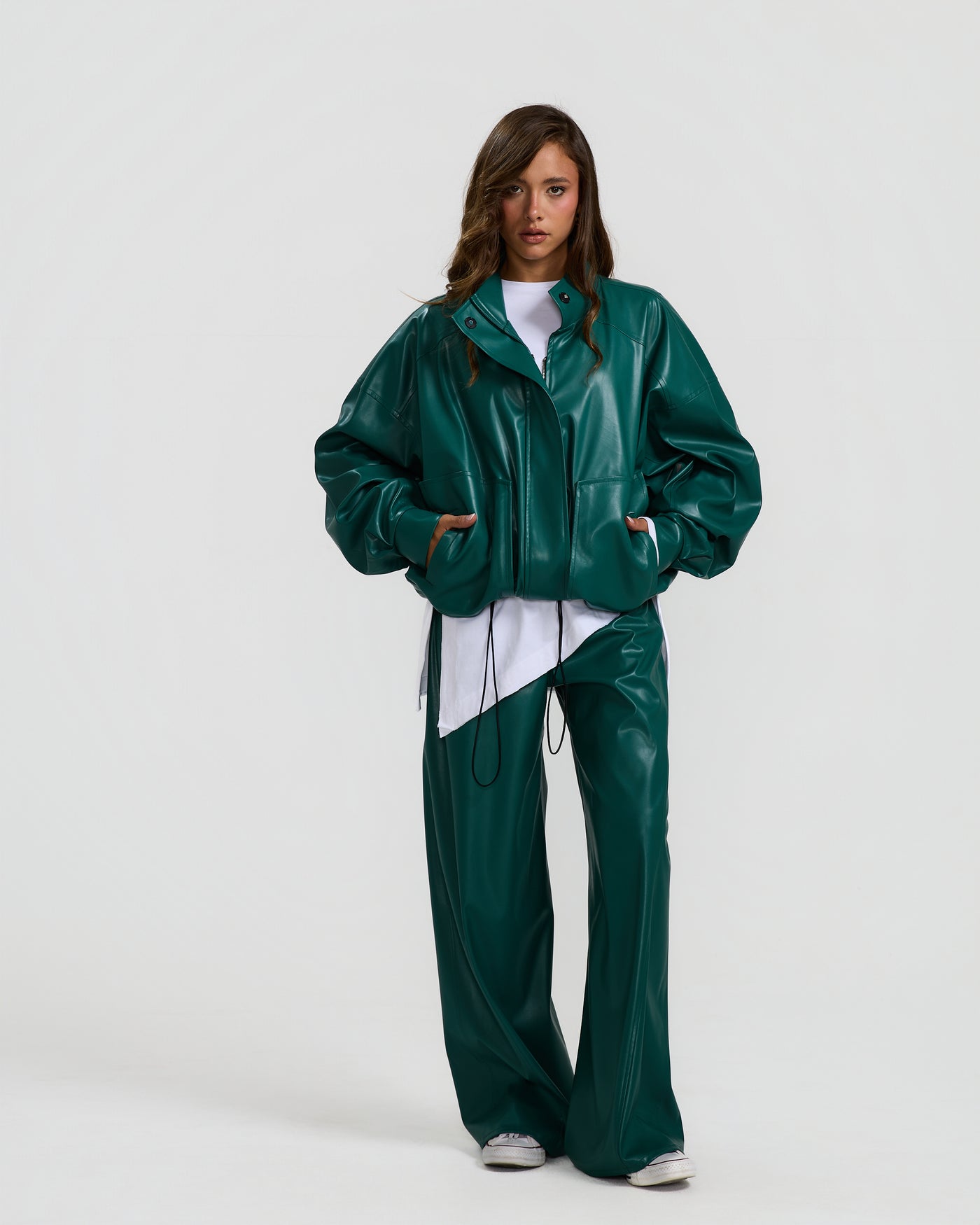 Bomber Green Leather Jacket