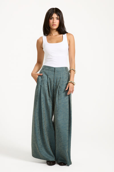 Front Pleats Extra Wide Leg Pants