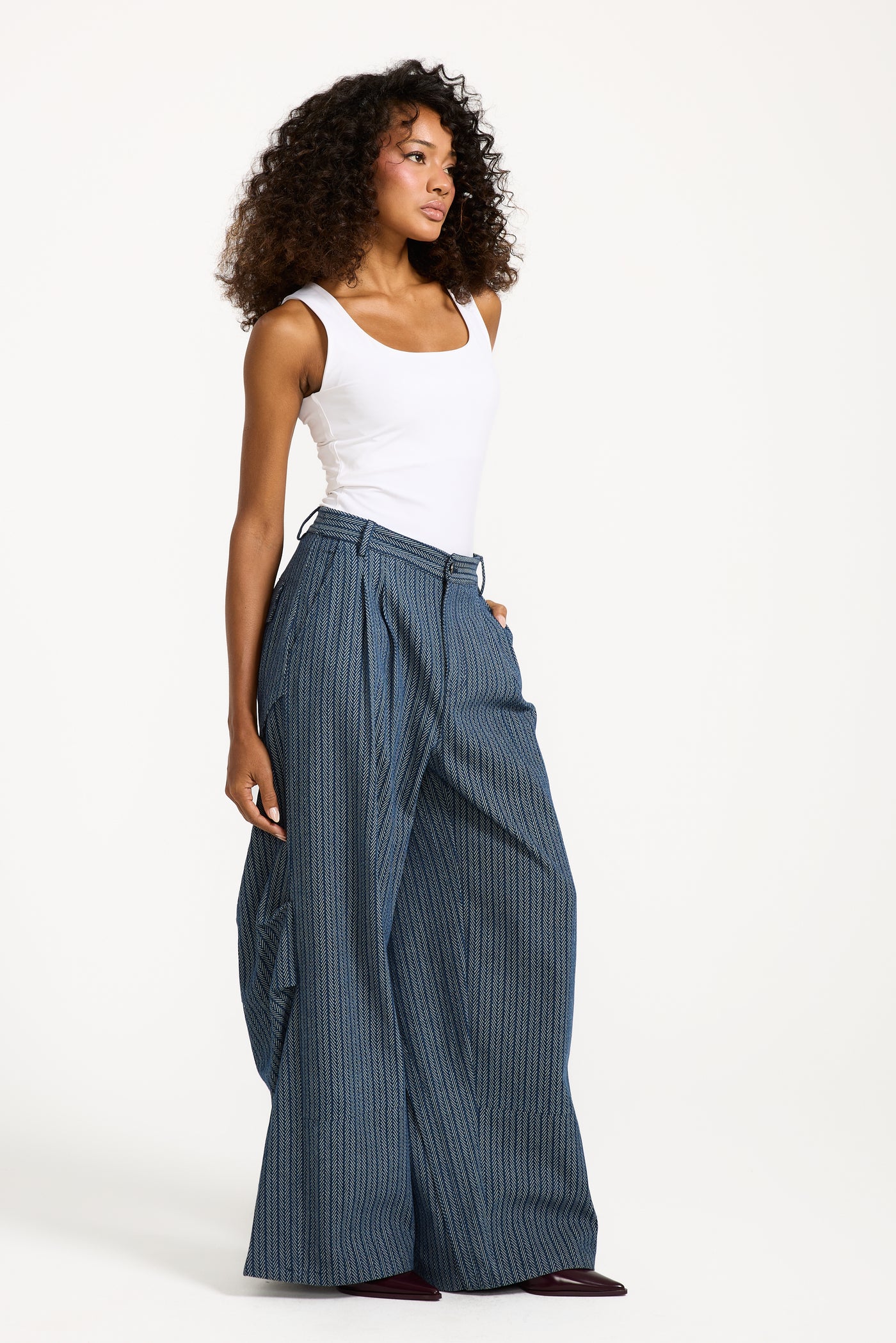 Striped Denim Twisted Back Denim