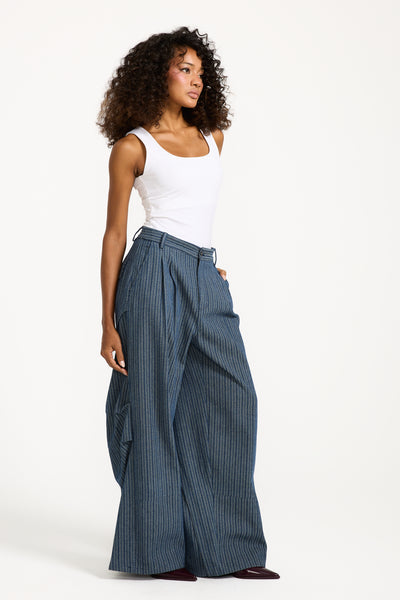 Striped Denim Twisted Back Denim