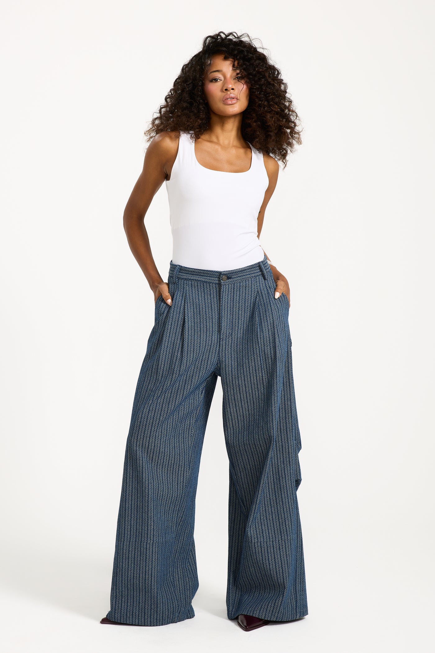 Striped Denim Twisted Back Denim