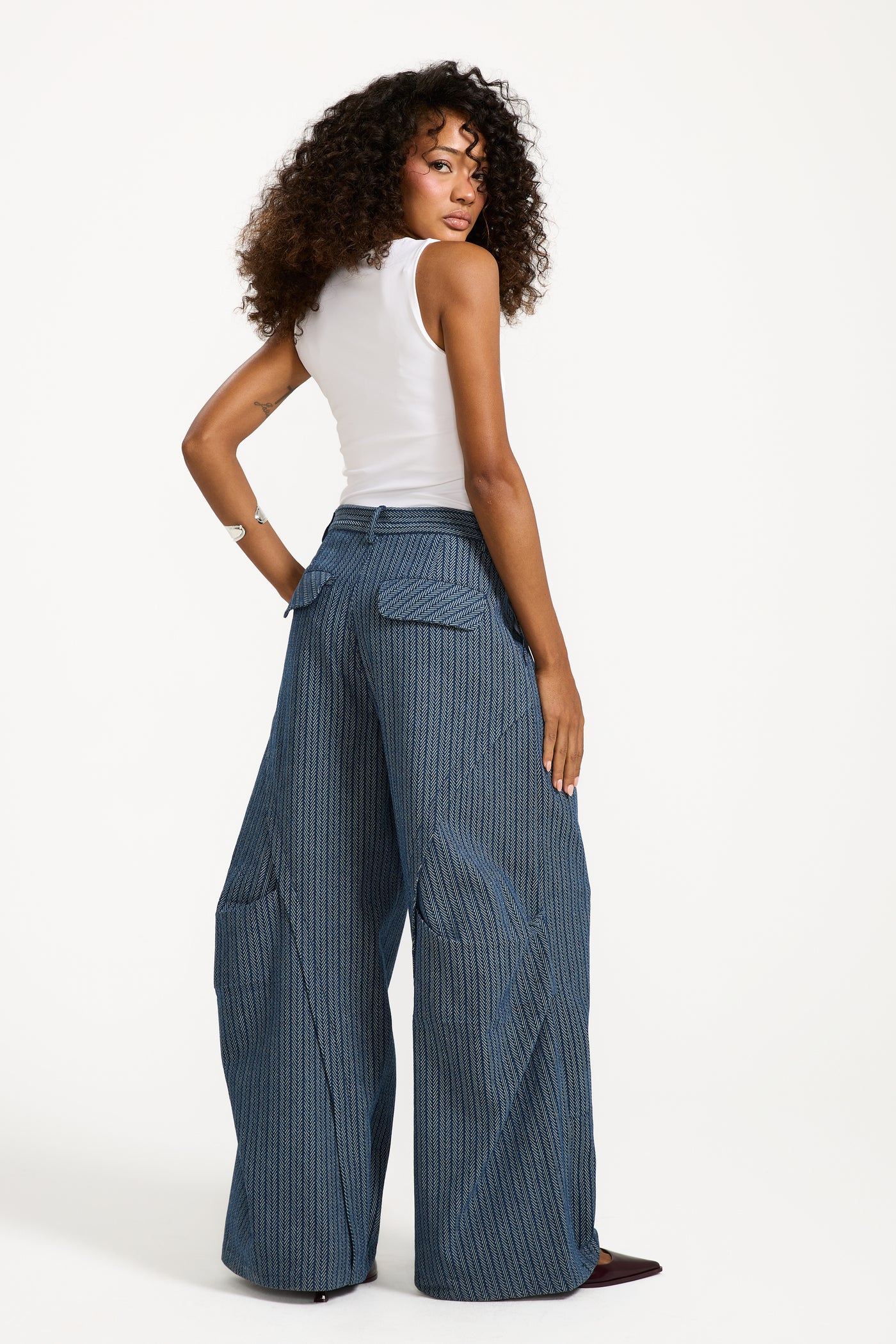 Striped Denim Twisted Back Denim