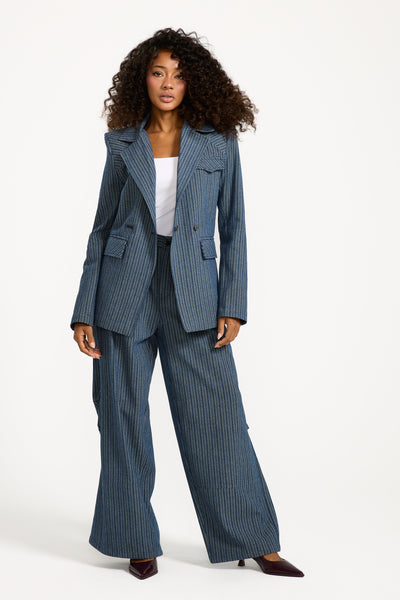 Striped Denim Blazer