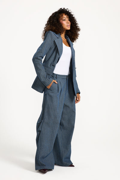 Striped Denim Blazer