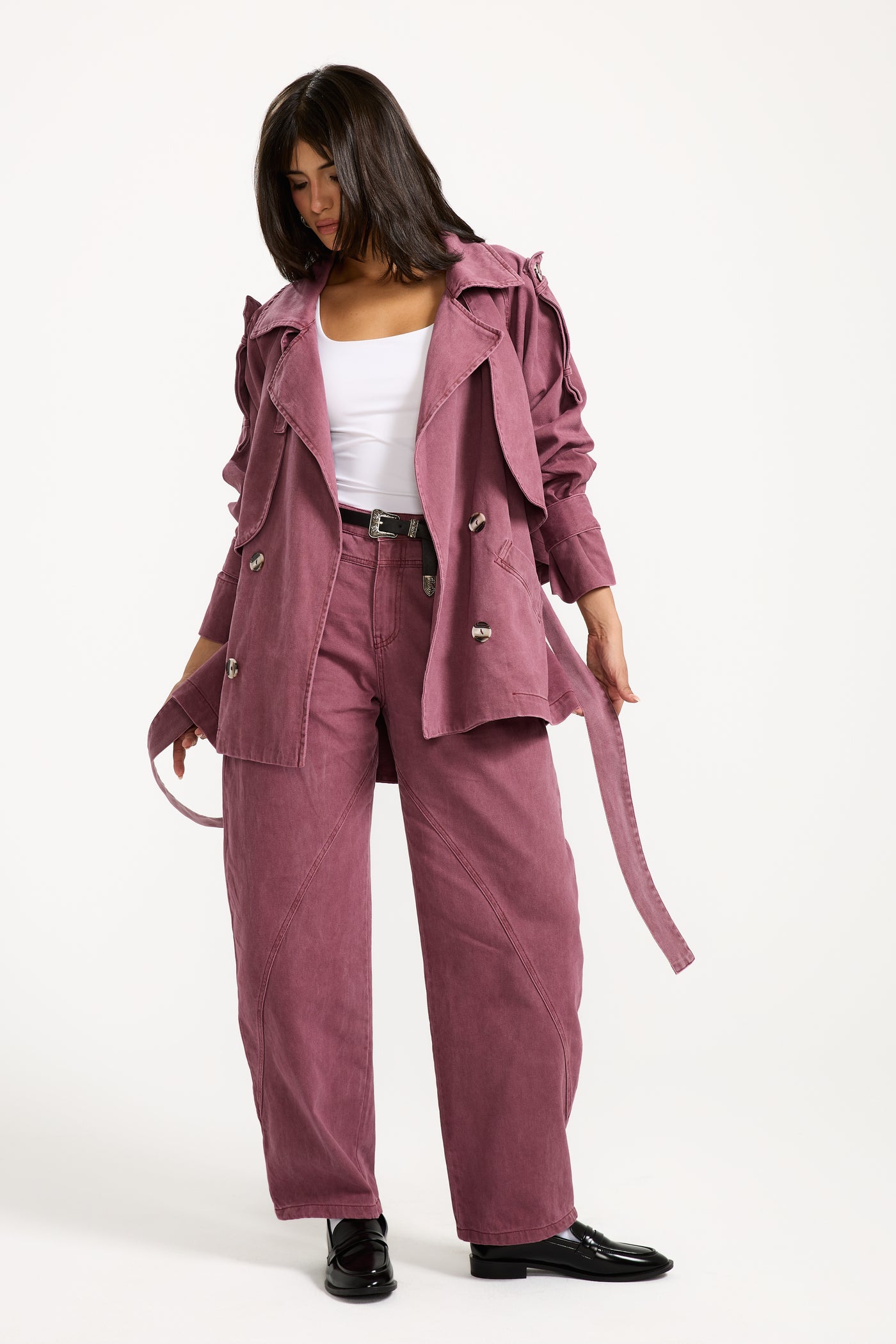 Oversize Short Trench Coat Brick