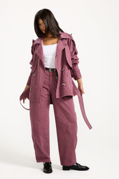 Oversize Short Trench Coat Brick