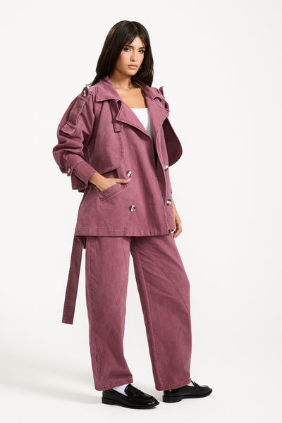 Oversize Short Trench Coat Brick