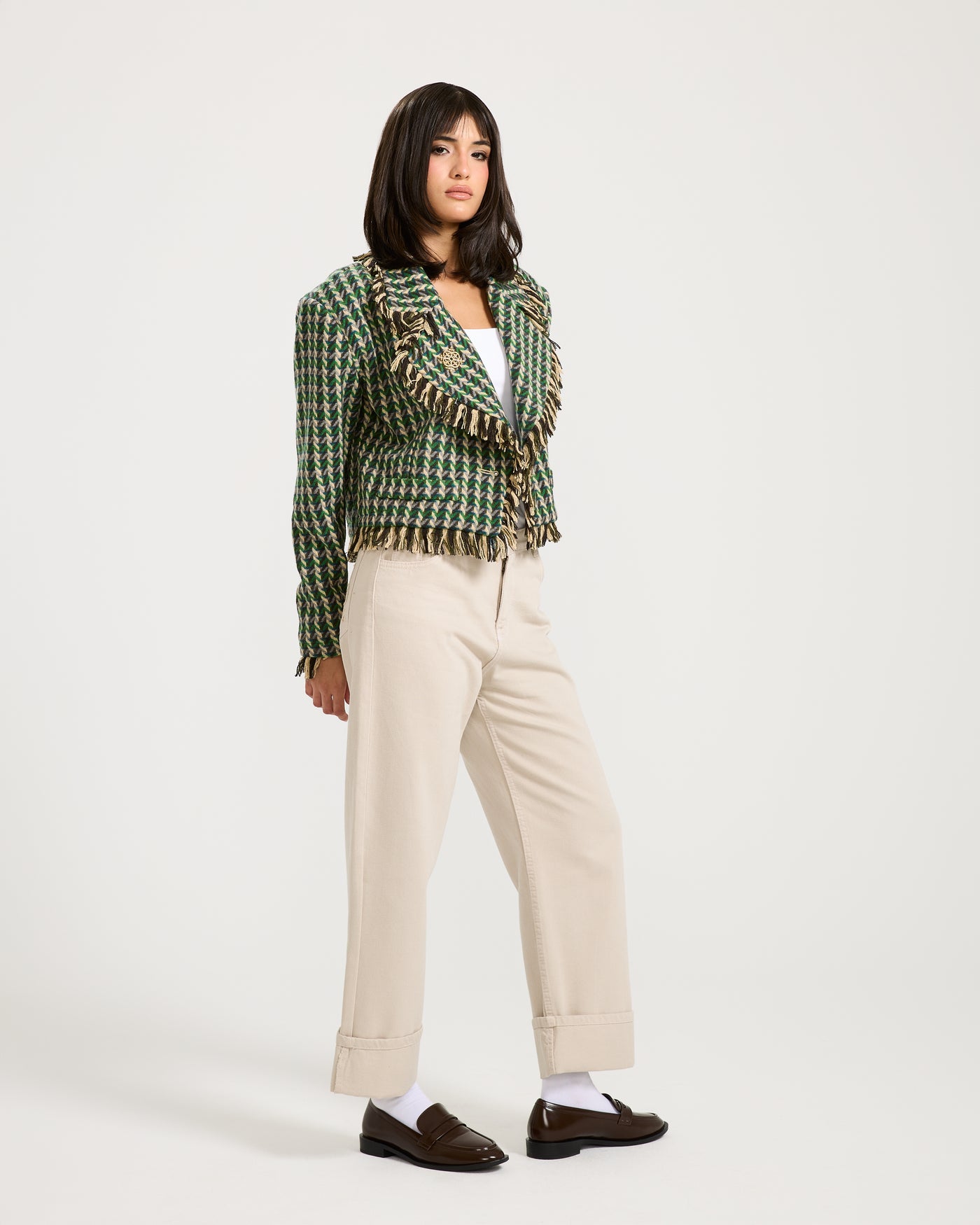 Unfinished Short Tweed Blazer