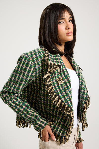 Unfinished Short Tweed Blazer