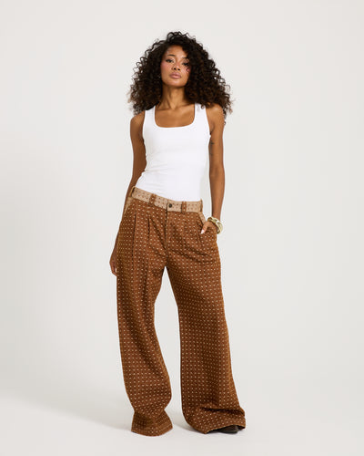 Dotted Denim Brown Pants