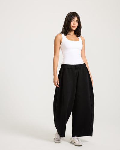 Patchwork Cropped Sweatpants Black