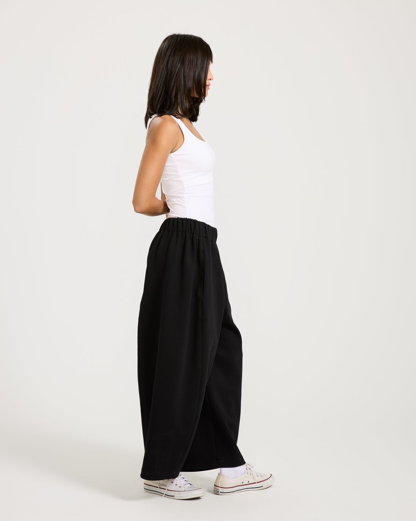 Patchwork Cropped Sweatpants Black