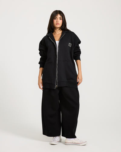 Patchwork Cropped Sweatpants Black