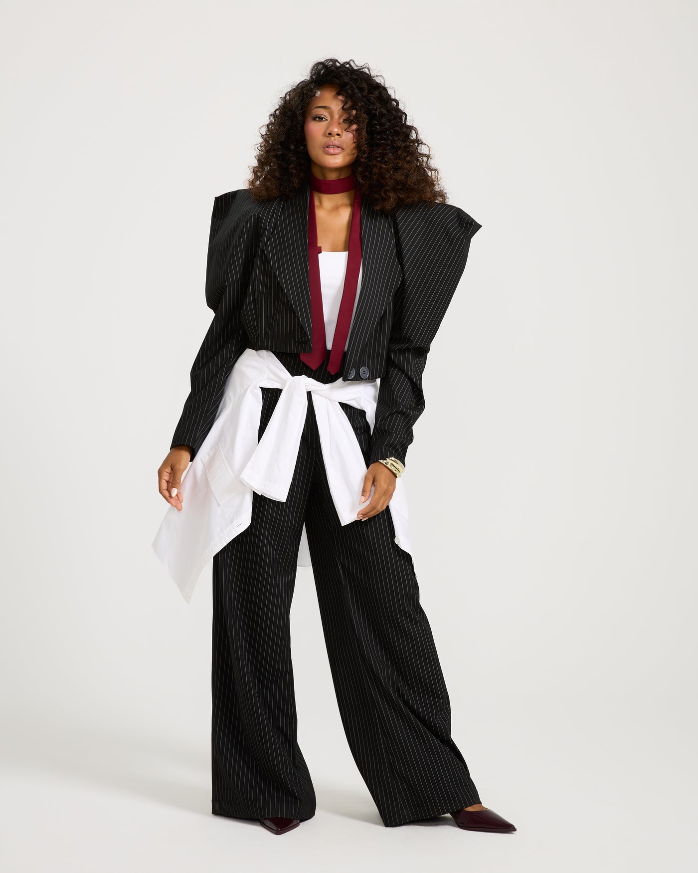 Cropped Structured Shoulders Blazer
