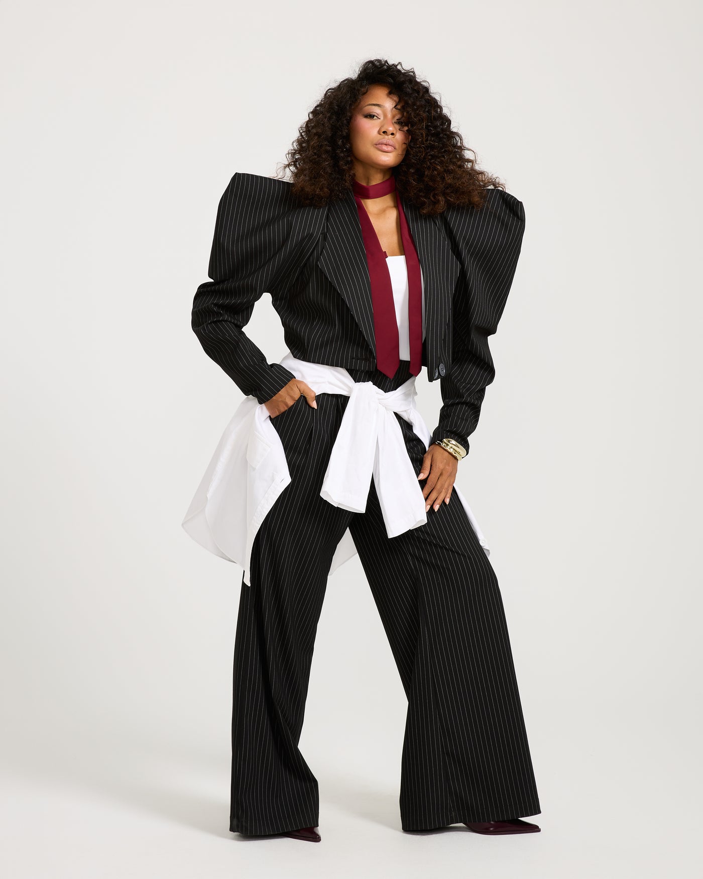 Cropped Structured Shoulders Blazer