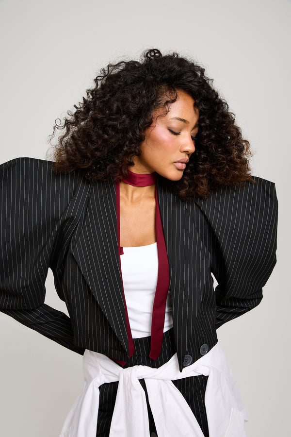 Cropped Structured Shoulders Blazer