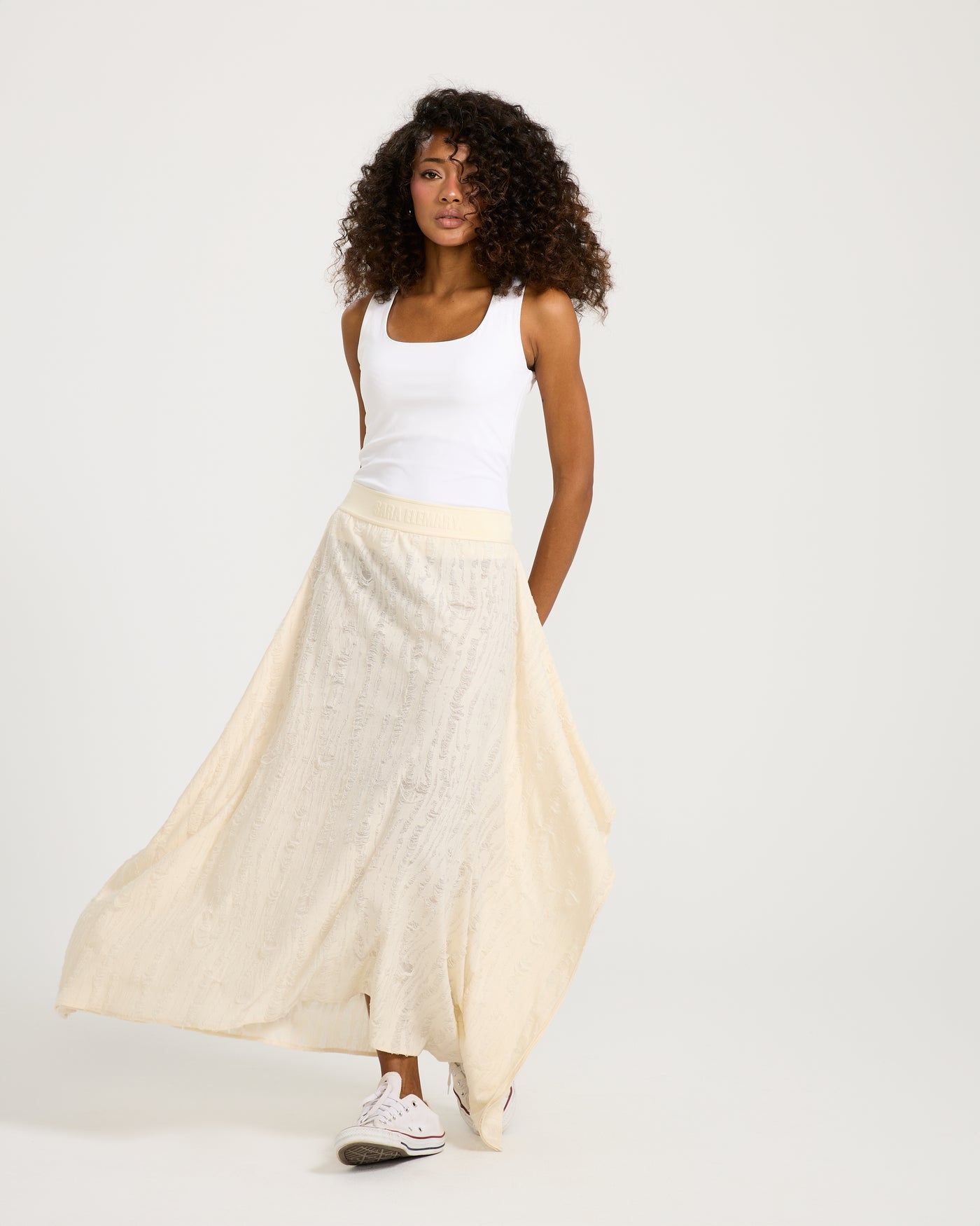 Ripped Asymmetrical Skirt