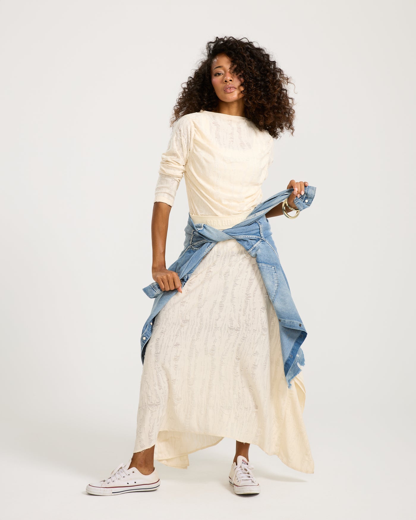 Ripped Asymmetrical Skirt