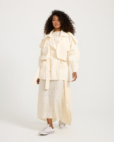 Oversize Short Trench Coat Off White