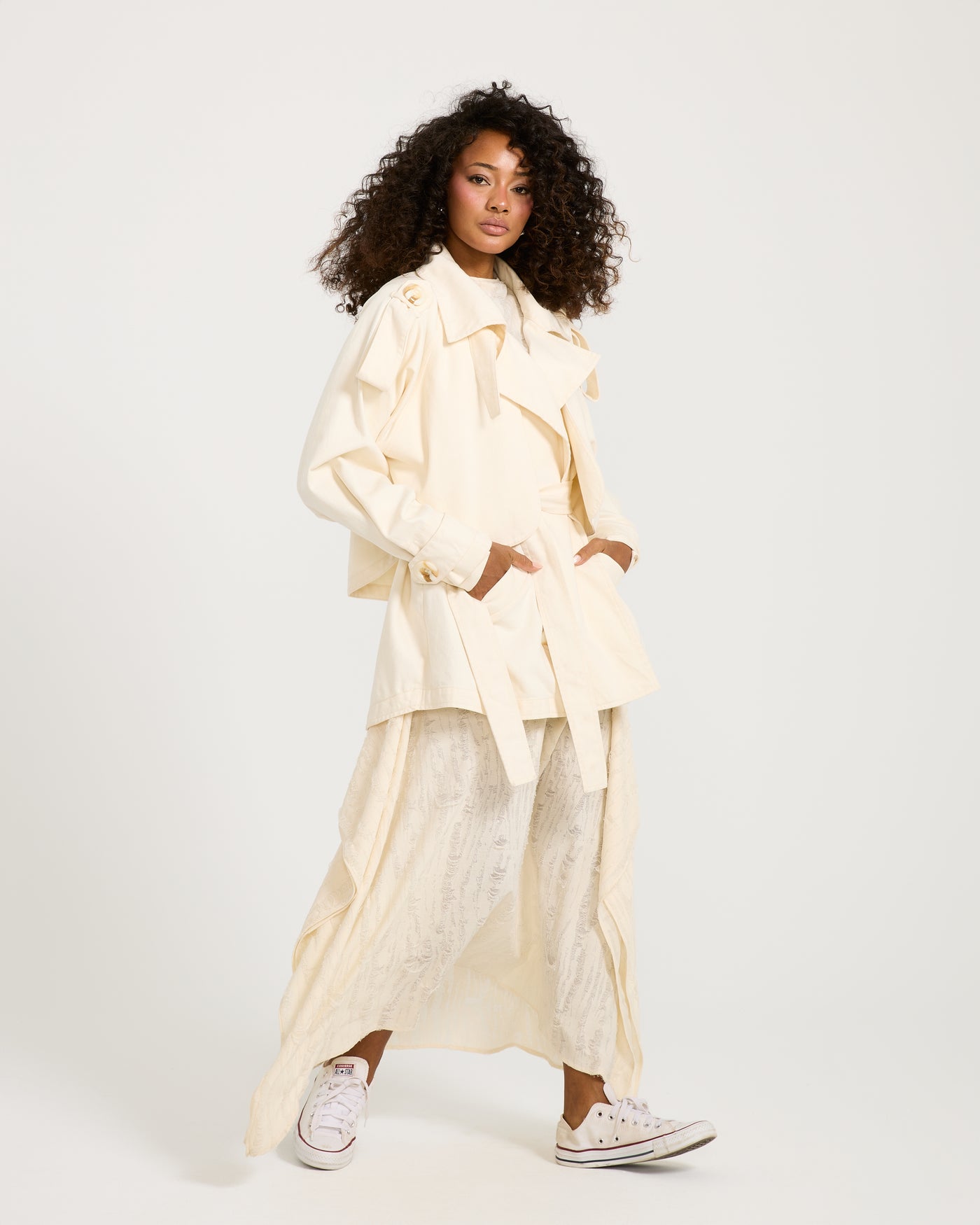 Ripped Asymmetrical Skirt