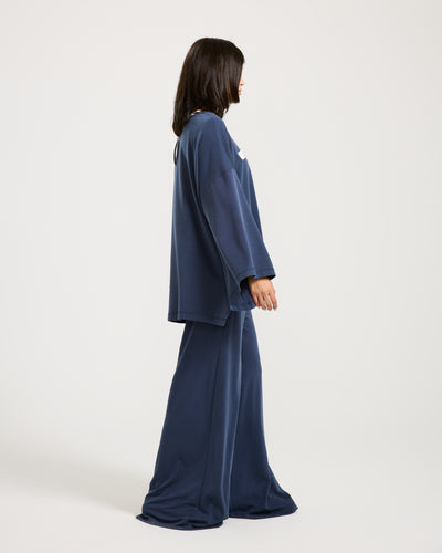Oversize Bell Sleeves Top Navy