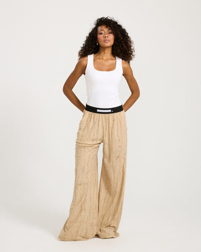 Ripped Wide Leg In Beige