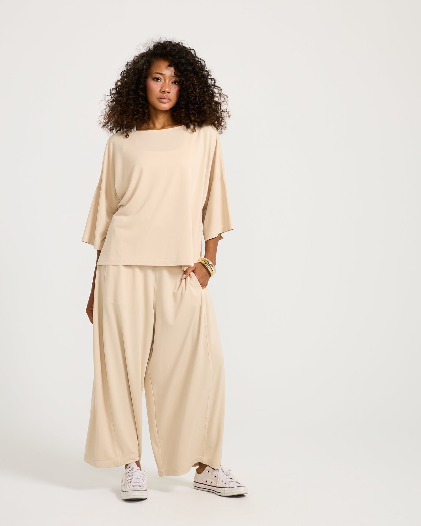 Patch Work Cropped Wide Leg