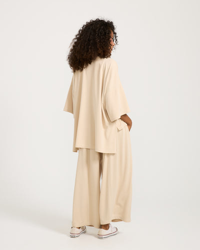 Oversize Quarter Sleeves Top Cream