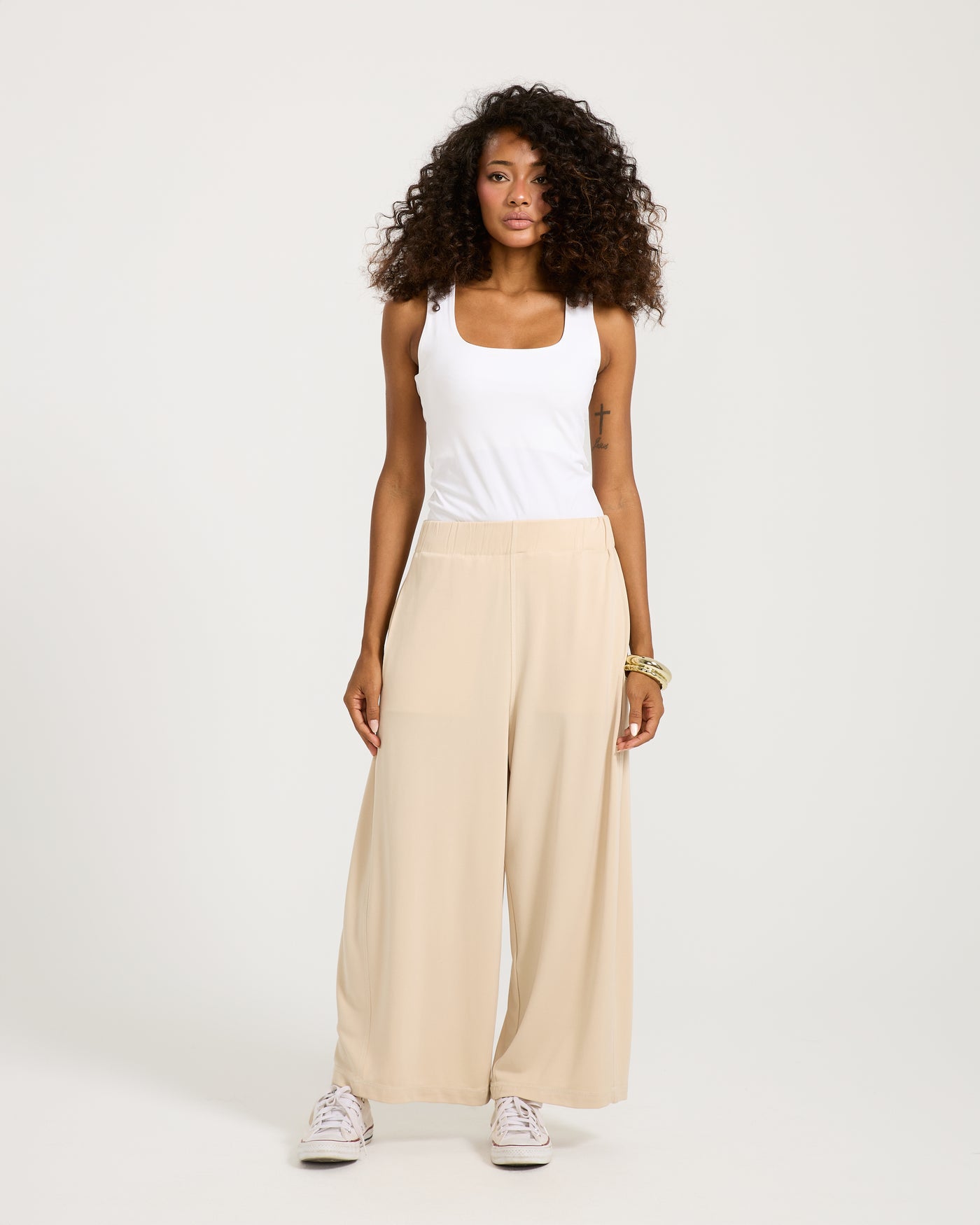 Patch Work Cropped Wide Leg