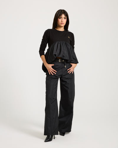 Waterproof Puplum T-Shirt In Black