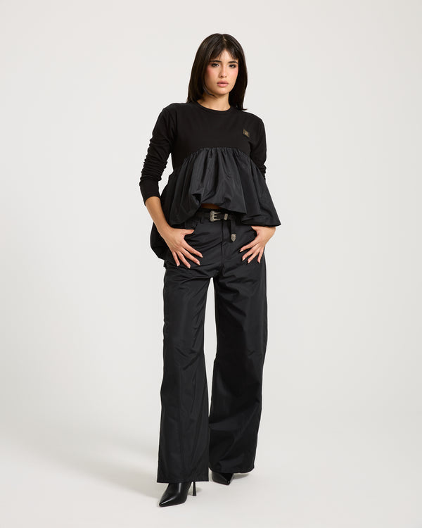 Waterproof Puplum T-Shirt In Black